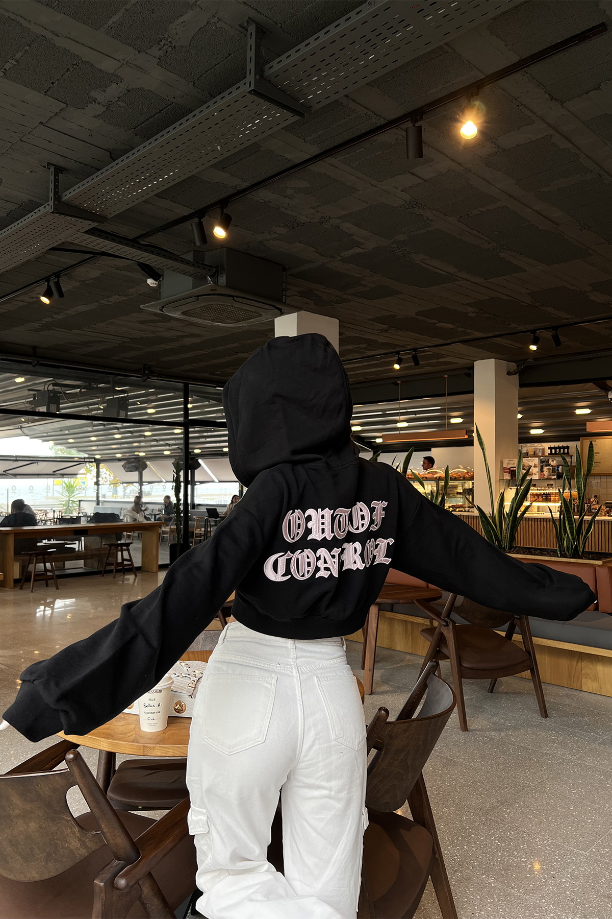 Siyah Crop Sweat - 1