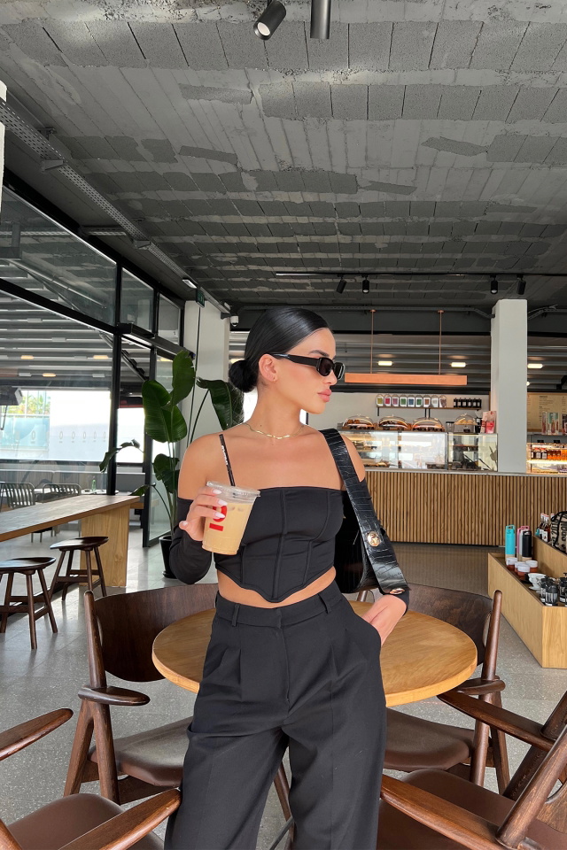 Siyah Crop Top ATE2010 - 4