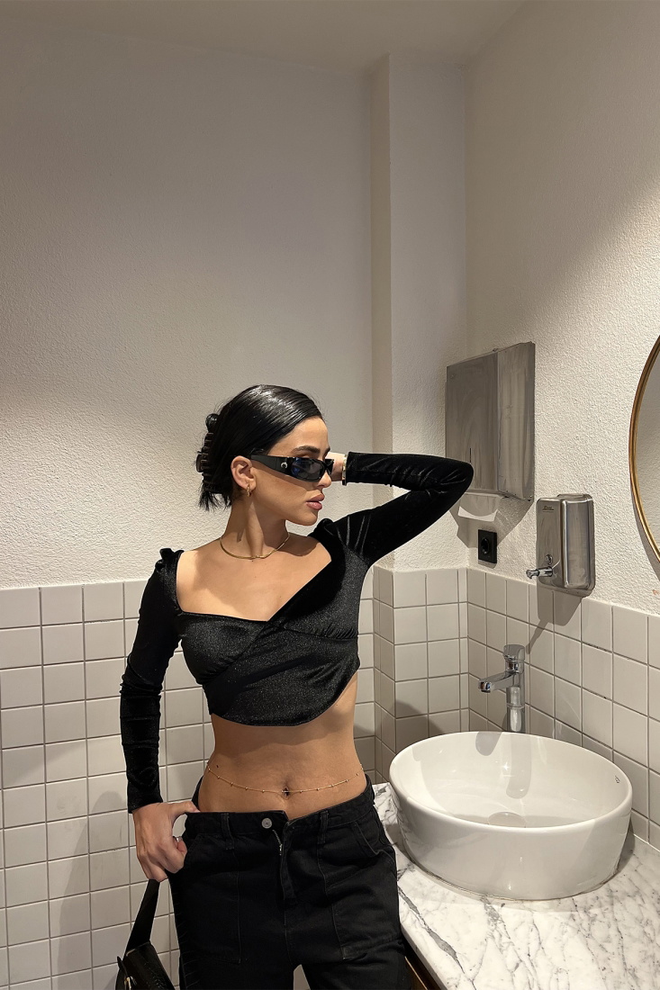 Siyah Crop Top ATE3265 - EYYO