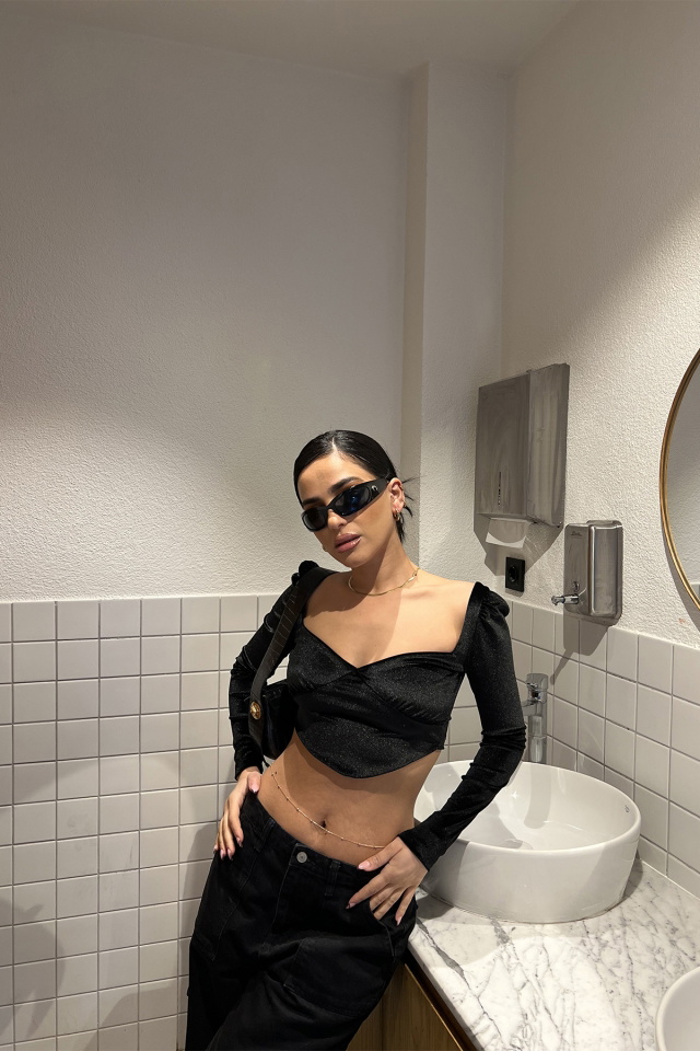 Siyah Crop Top ATE3265 - 5