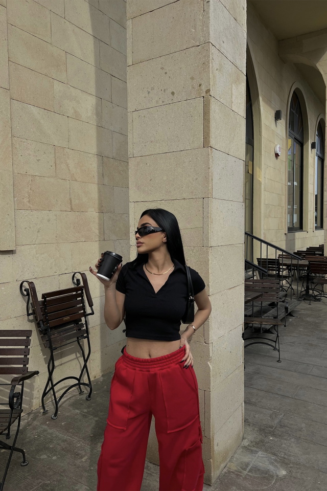 Siyah Crop Top ATE4565 - 1