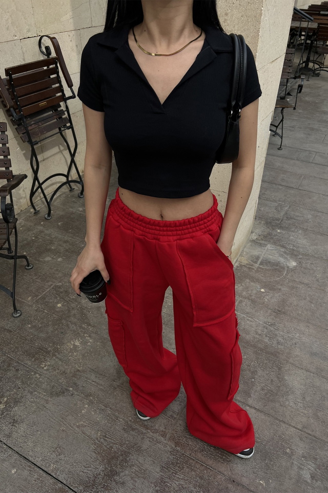 Siyah Crop Top ATE4565 - 2