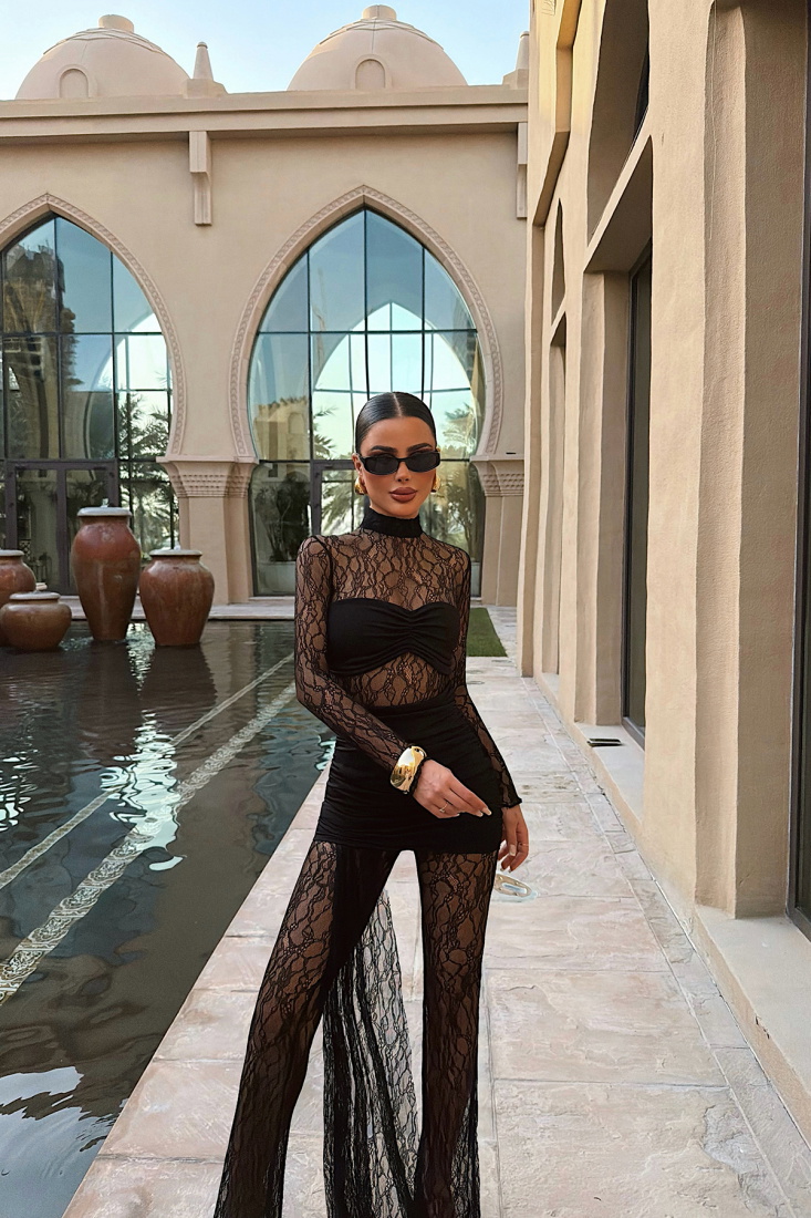 Siyah Nairara Dantel Tulum ATE-4758 - EYYO