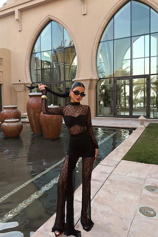 Siyah Nairara Dantel Tulum ATE-4758 - 4