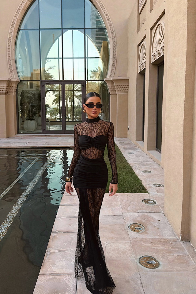 Siyah Nairara Dantel Tulum ATE-4758 - 5