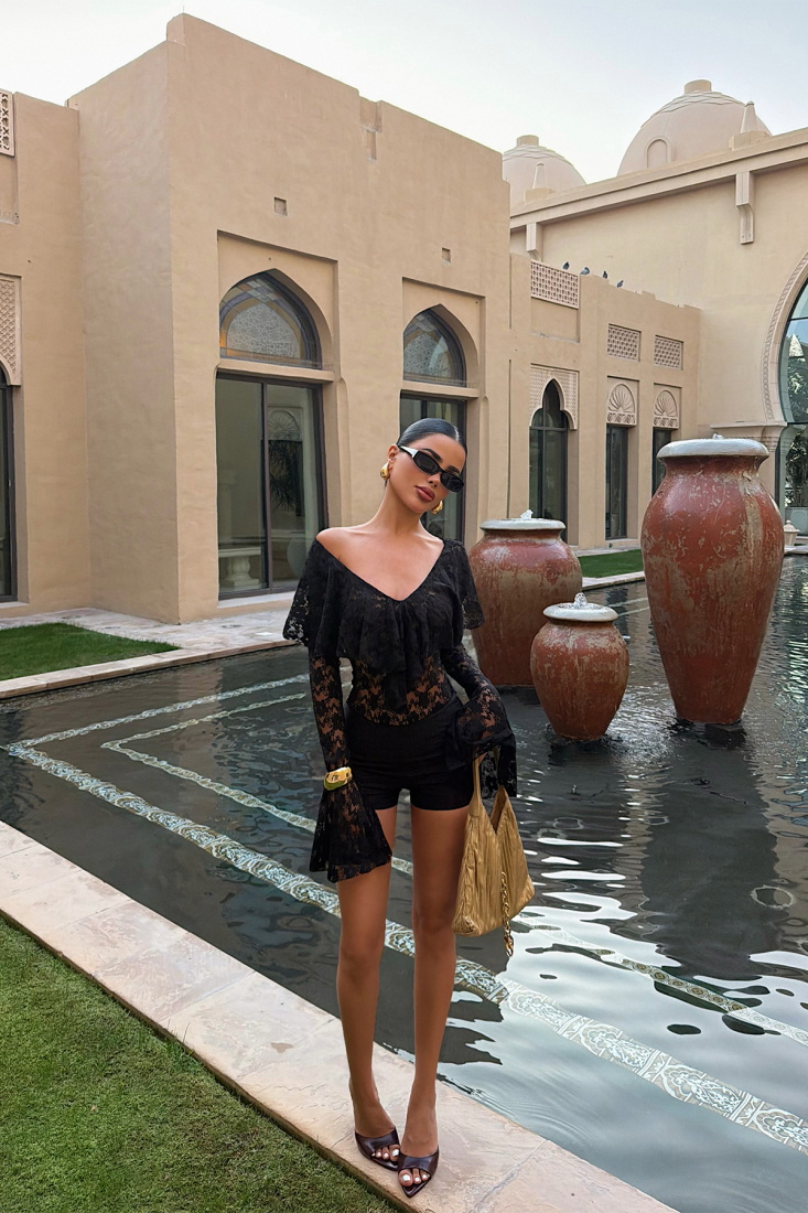 Siyah Dantel Detay Transparan Body ATE-4755 - EYYO