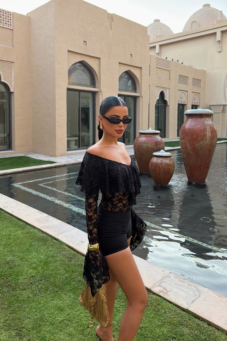 Siyah Dantel Detay Transparan Body ATE-4755 - EYYO