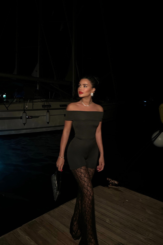 Siyah Ribbon Dantel Detaylı Tulum ATE-0973 - 1