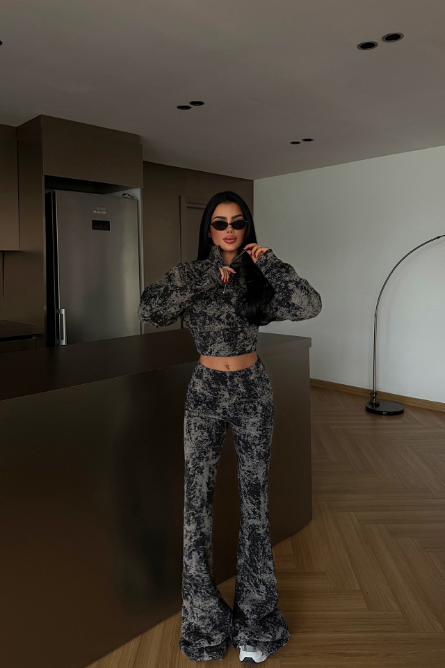 Siyah Polena Eşofman Takımı ATE-4332 