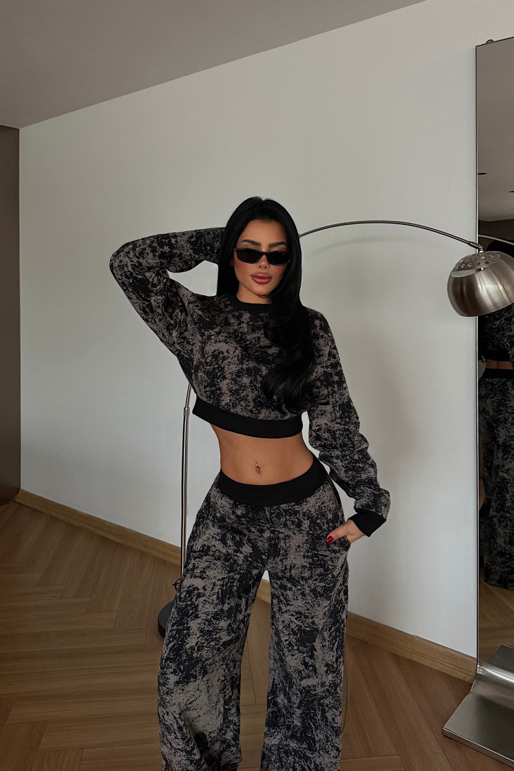 Siyah Atlas eşofman takımı ATE-4334 - EYYO