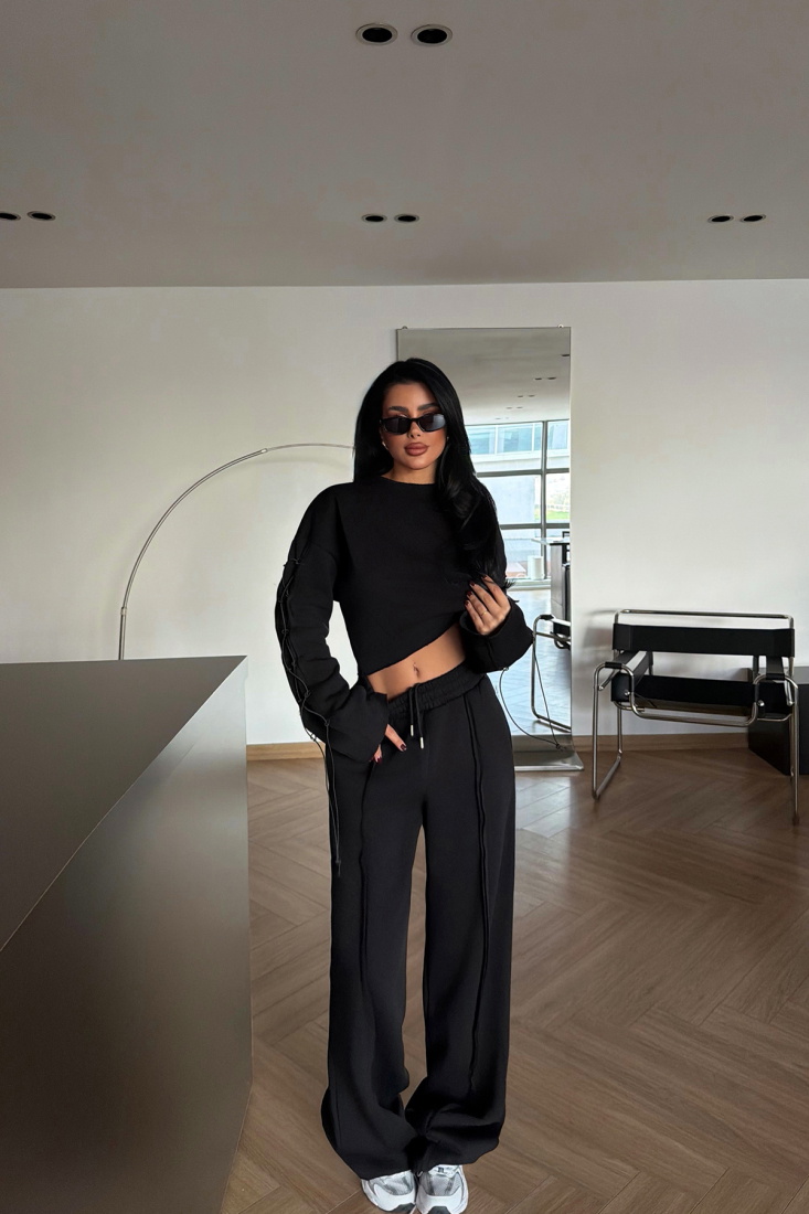 Siyah Dikiş Detay Takım ATE-4095 - EYYO