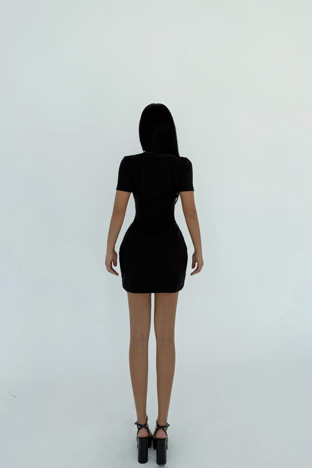 Siyah Lady Mini Elbise ATE-2460 - 3