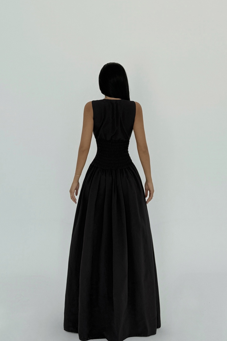 Siyah Emilie Uzun Elbise ATE-2340 - EYYO