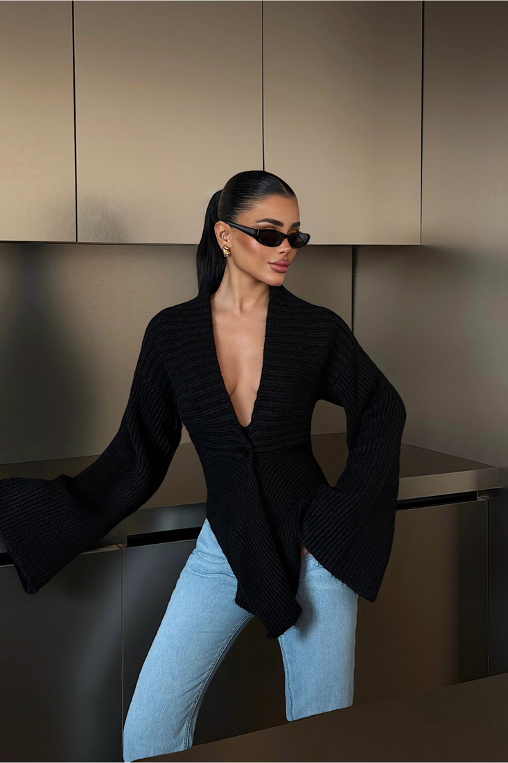 Siyah Martinea Triko Hırka ATE-4617 - EYYO