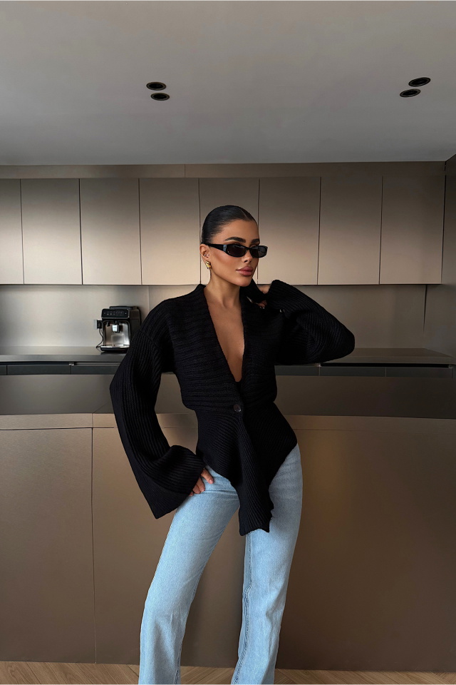 Siyah Martinea Triko Hırka ATE-4617 - 3