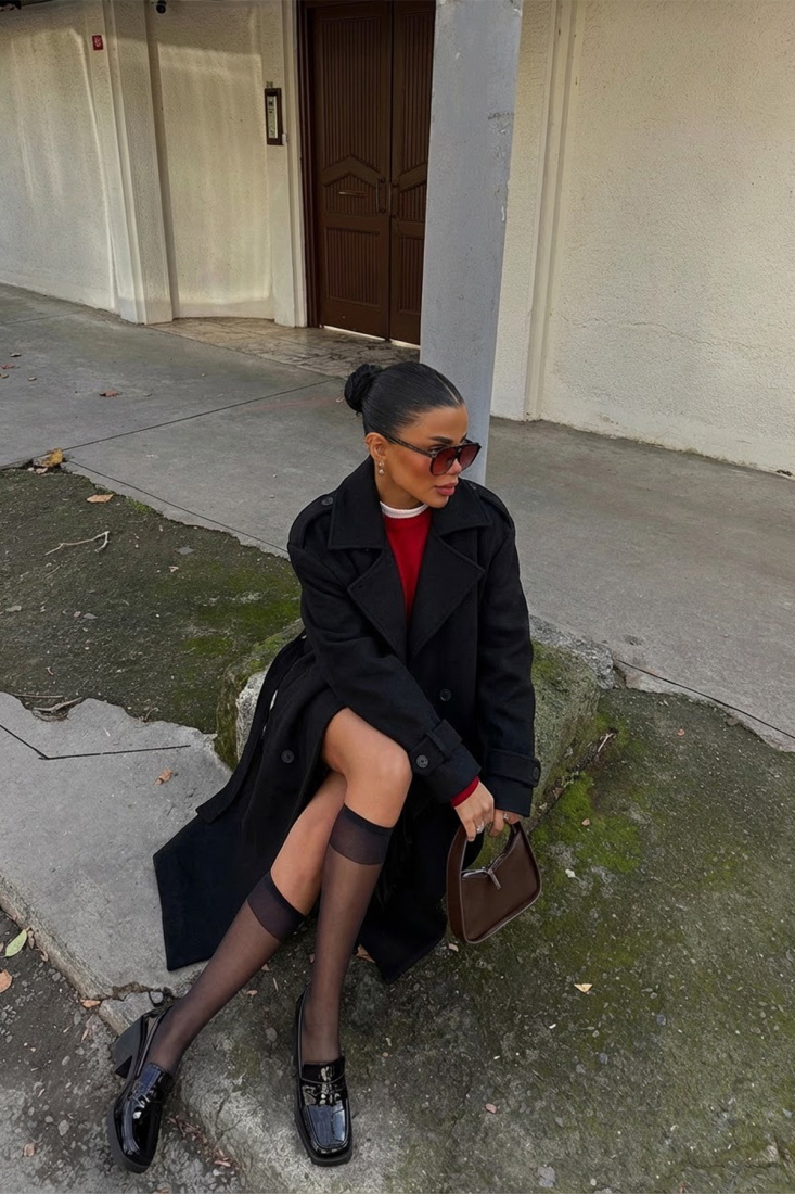 Siyah Düğme Detay Kaşe Kaban ATE-4981 - EYYO