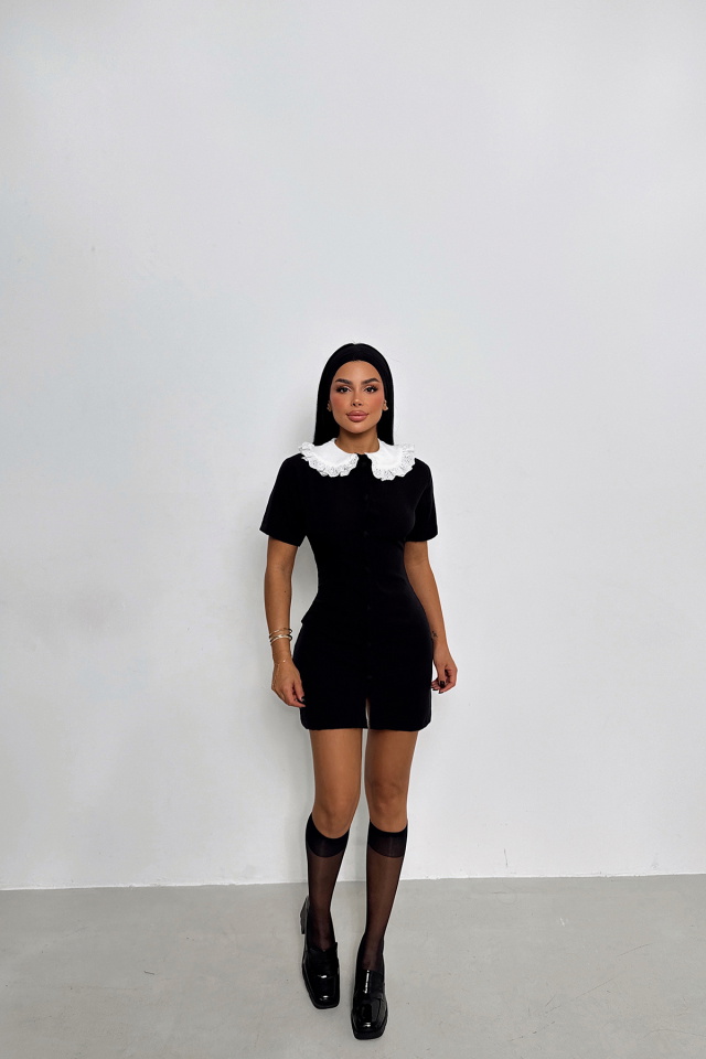Siyah Divine Mini Elbise ATE-1816 - 1