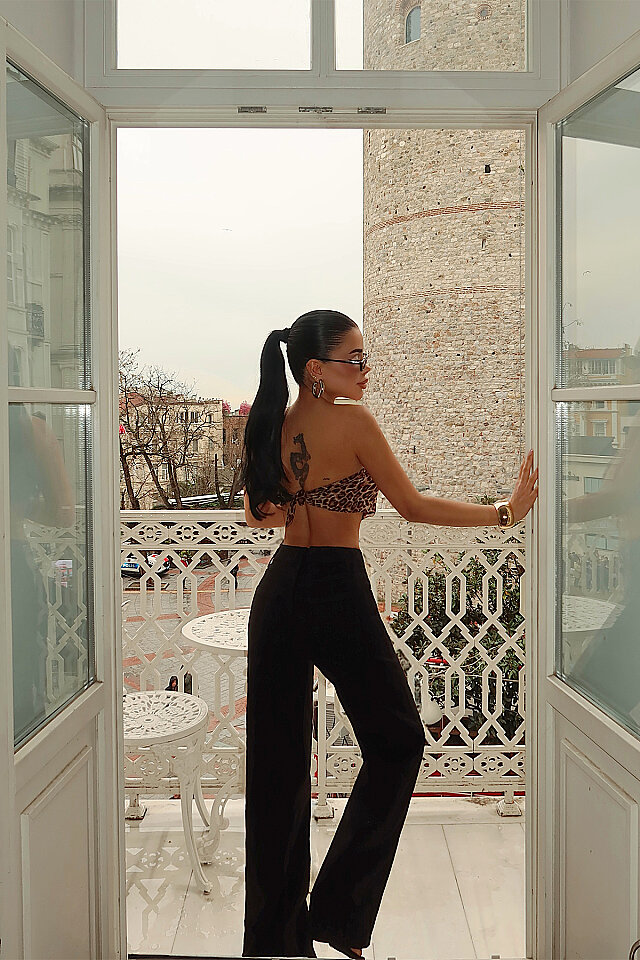 Siyah Düğme Detay Pantolon ATE-5081 - 5