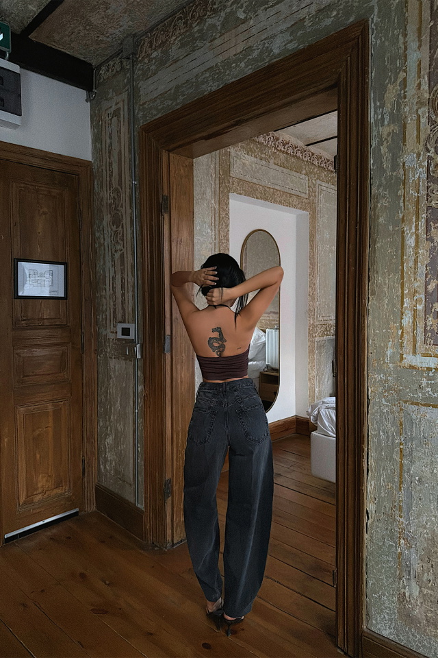 Siyah Düğme Detay Pantolon ATE-5082 - 4