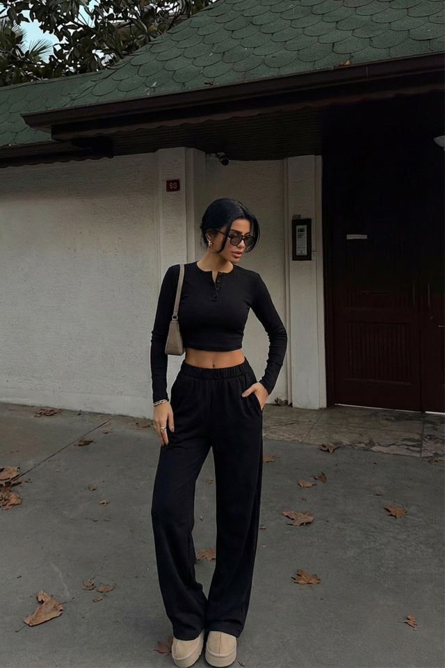 Siyah Rapha Alt Üst Takım ATE-3646 