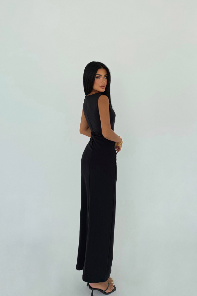 Siyah Saddler Düğme Aksesuarlı Elbise ATE-3171 - 3