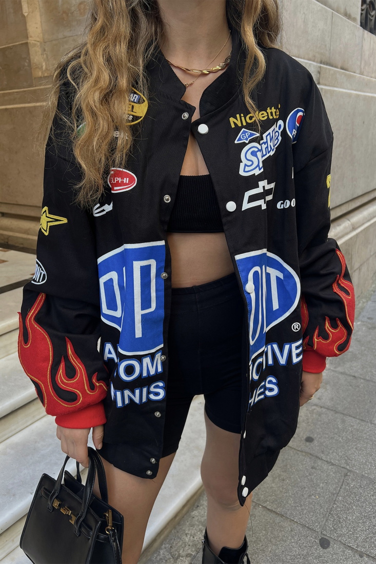 Siyah Dupont Baskılı Kolej Ceket ATE2205 - EYYO