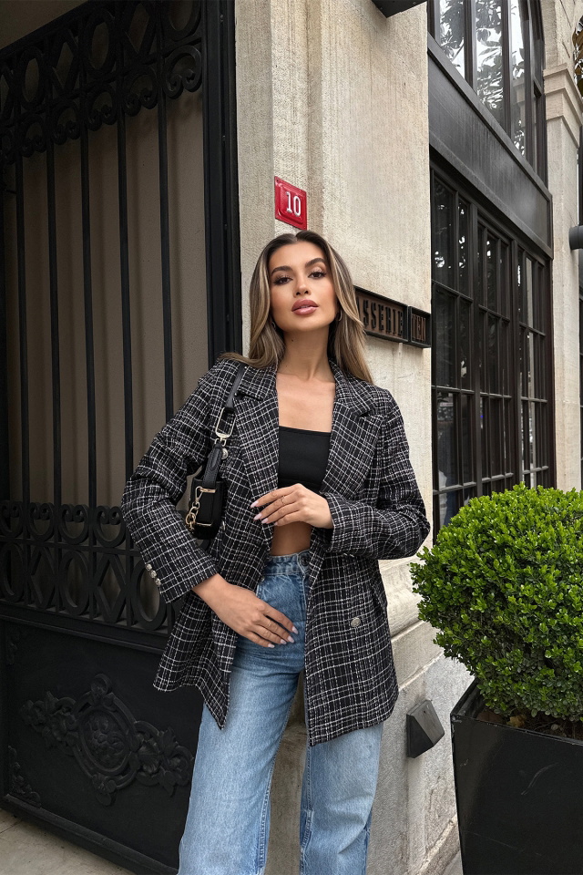 Siyah Ekoseli Ceket ATE5227 - 3