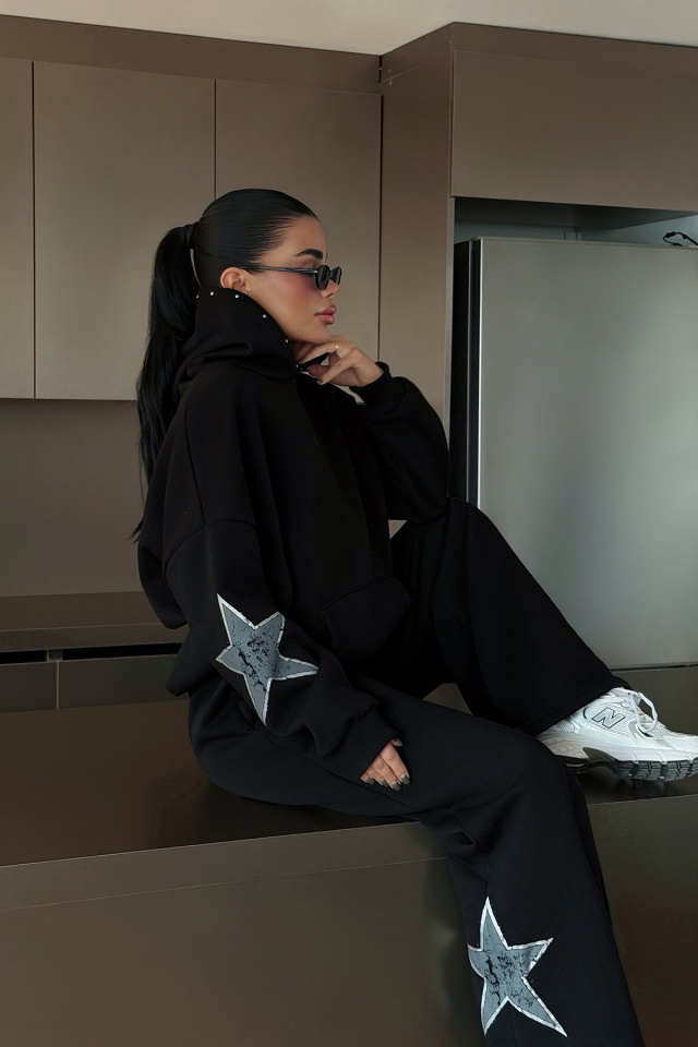 Siyah Stars Eşofman Takım ATE-3720 - 3