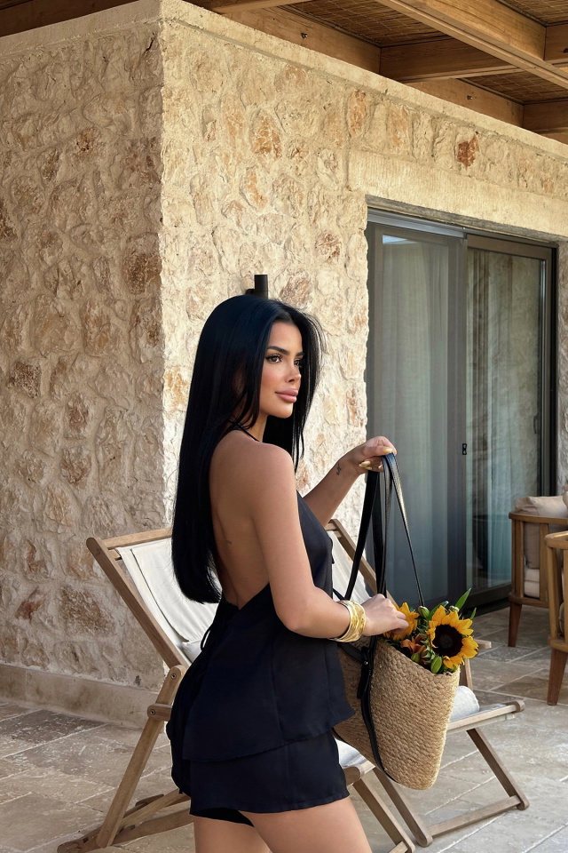 Siyah Candida Keten Takım ATE-0999 - 7