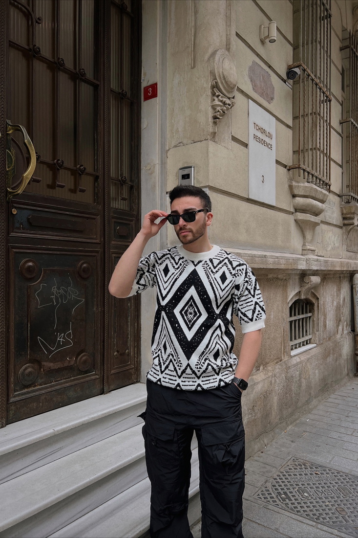 Siyah Etnik Desen Kazak ATE5251 - 