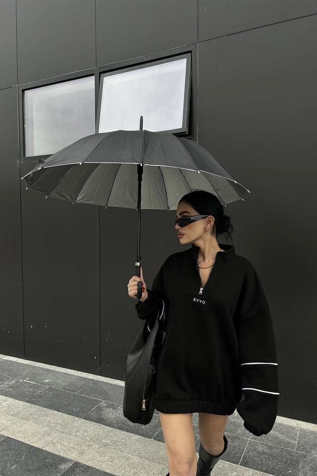 Siyah Eyyo Baskılı Basic Sweat ATE3324 - 4