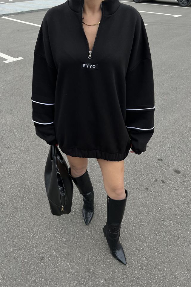 Siyah Eyyo Baskılı Basic Sweat ATE3324 - 2