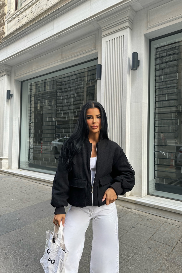 Siyah Fermuar Detay Cepli Ceket ATE8552 - NOON