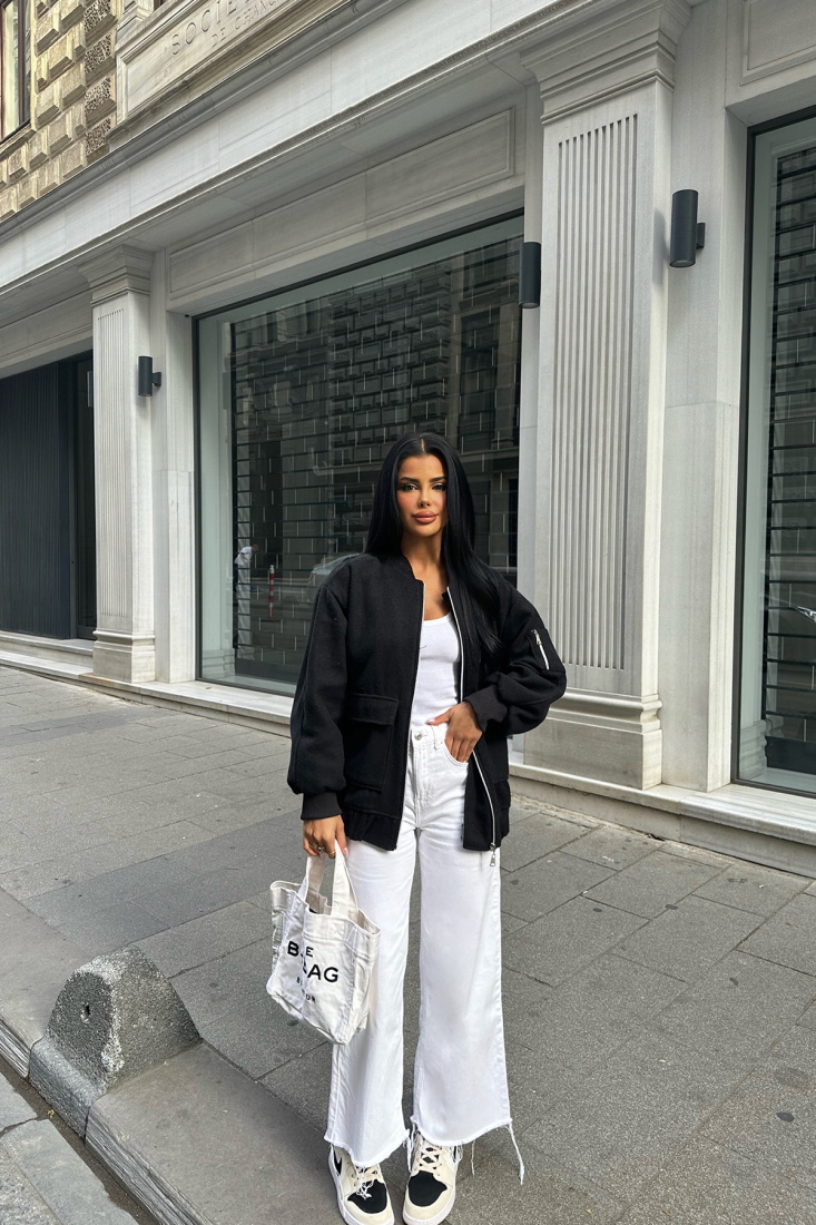 Siyah Fermuar Detay Cepli Ceket ATE8552 - NOON