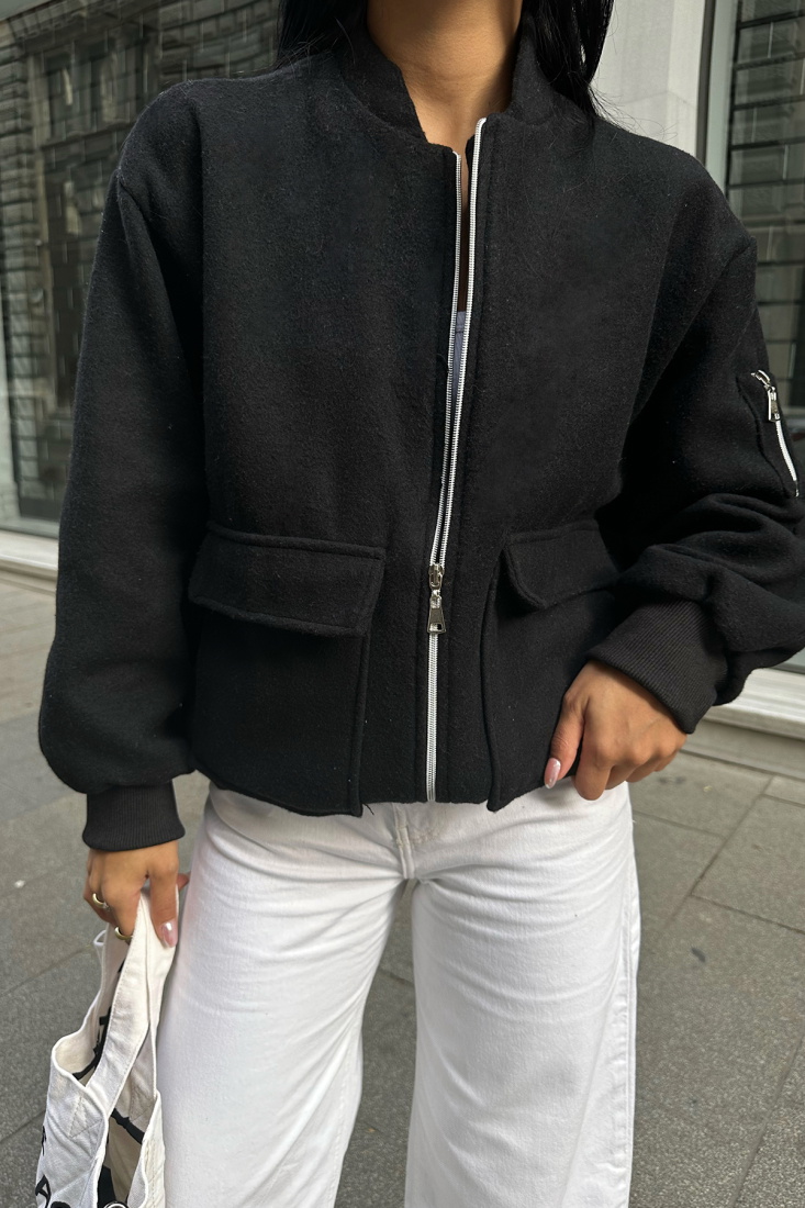 Siyah Fermuar Detay Cepli Ceket ATE8552 - NOON