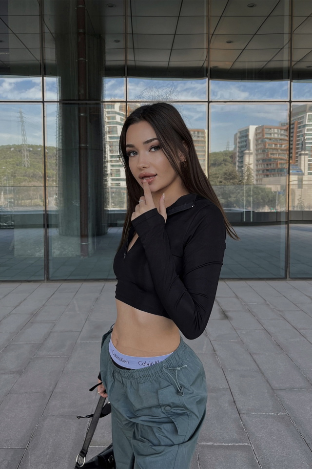 Siyah Fermuar Detay Crop Top ATE3934 - 5