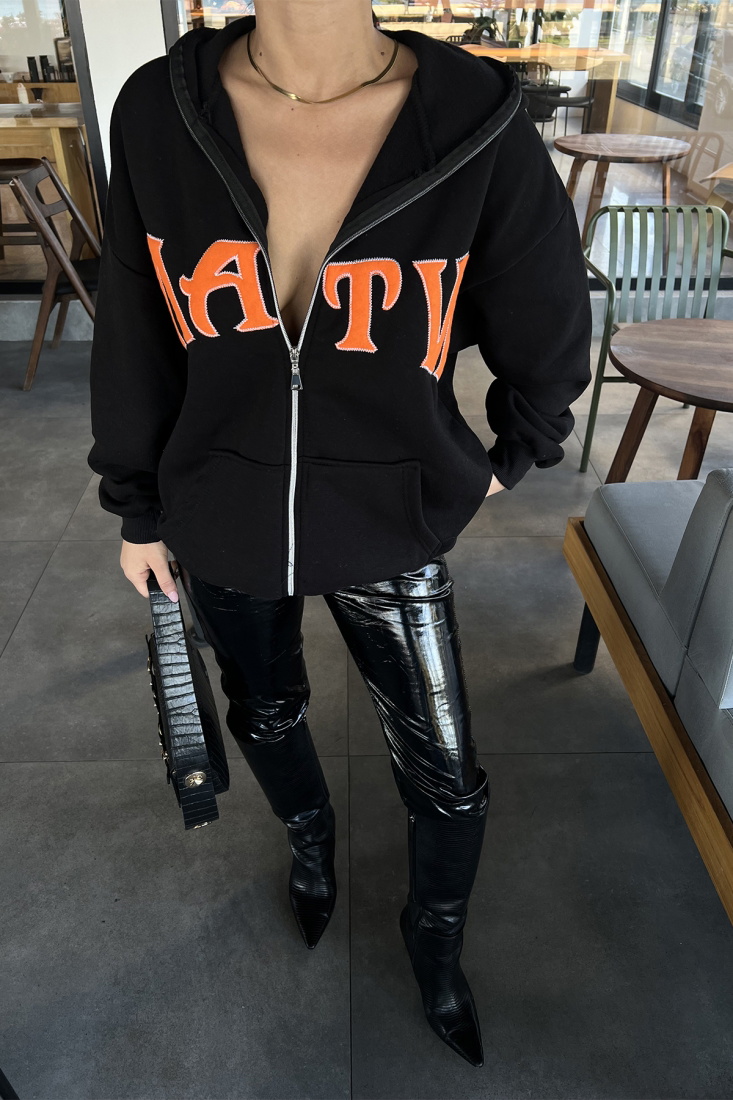 Siyah Fermuar Detay Hırka ATE3289 - fourtyfou