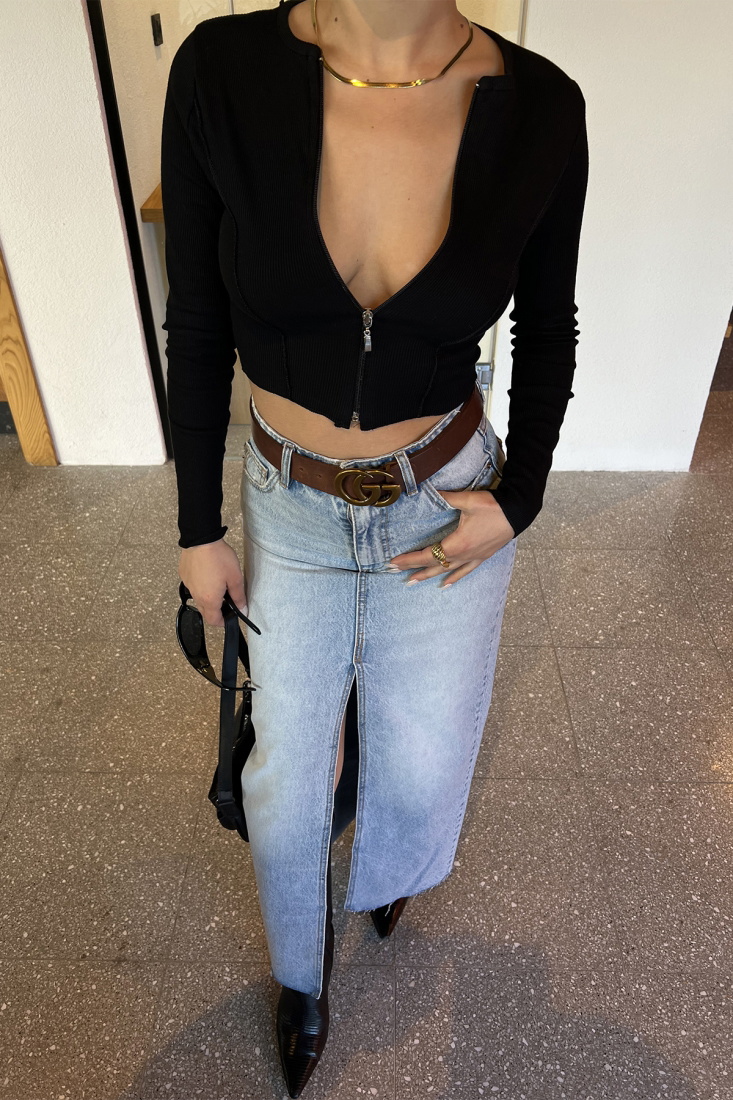 Siyah Fermuar Detay Hırka ATE3826 - DONT FASHİON