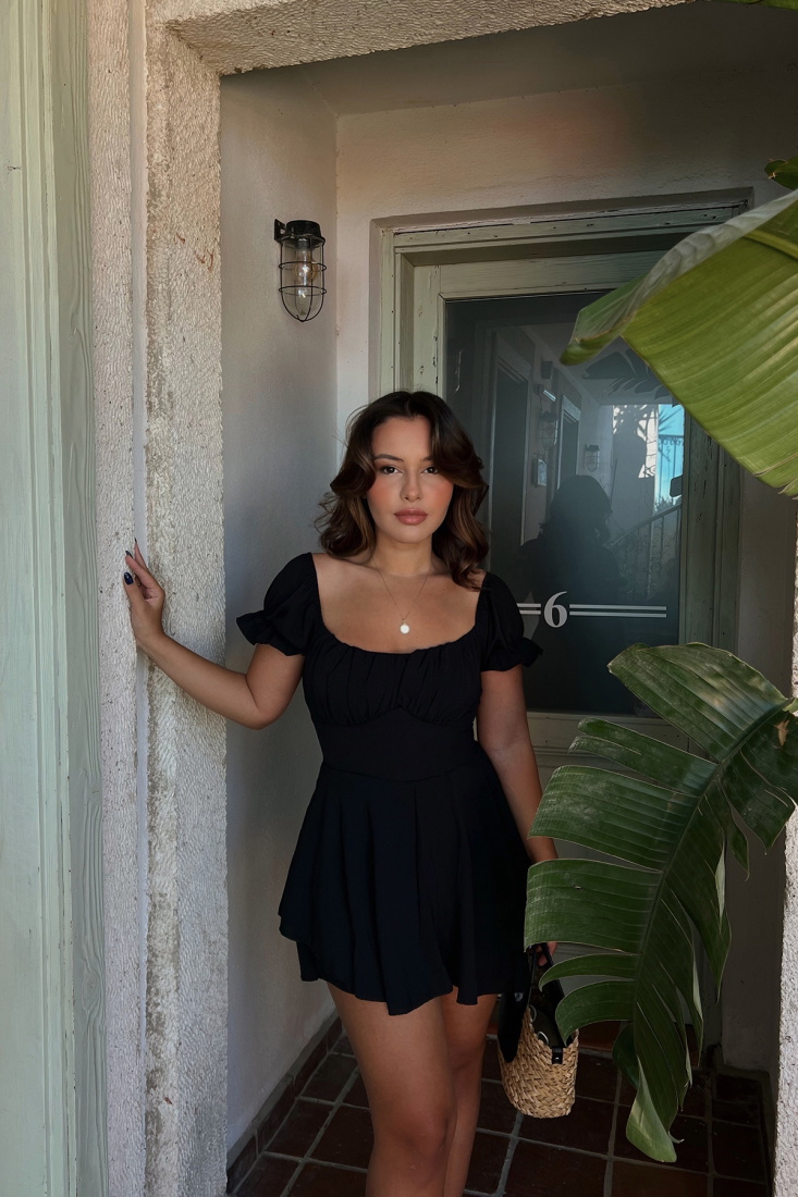 Siyah Fermuar Detay Mini Elbise ATE1879 - ELEY