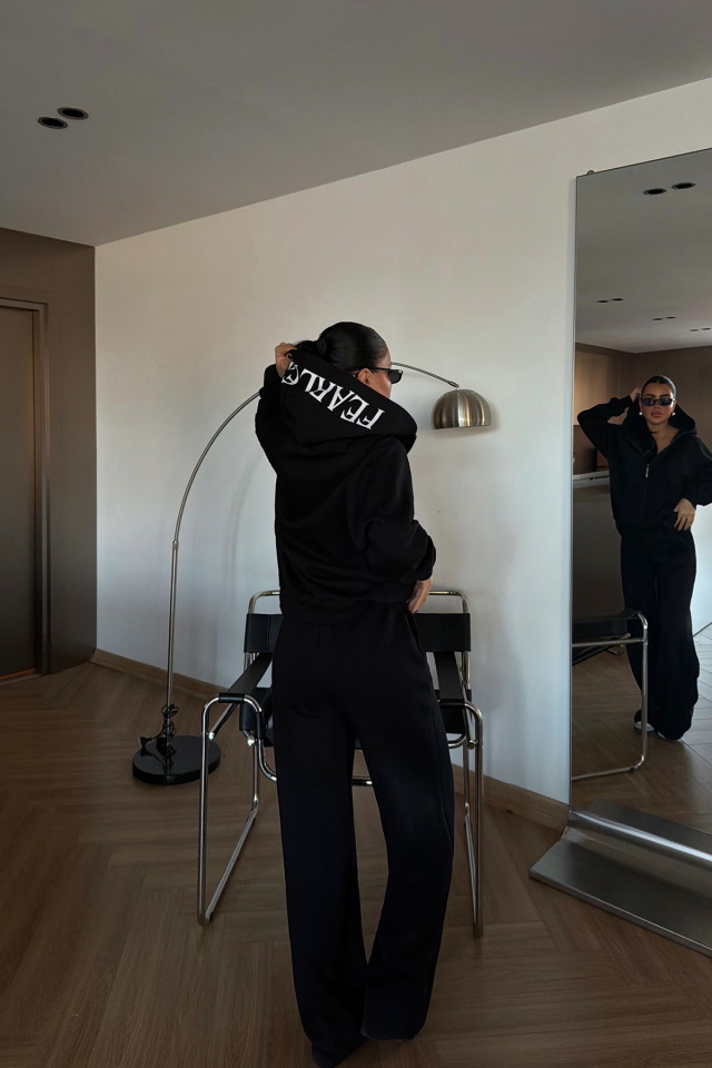 Siyah Bonny Fermuarlı Eşofman Takımı ATE-3869 - 4