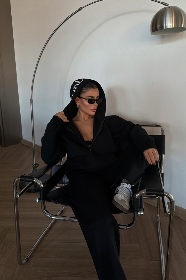 Siyah Bonny Fermuarlı Eşofman Takımı ATE-3869 - 3