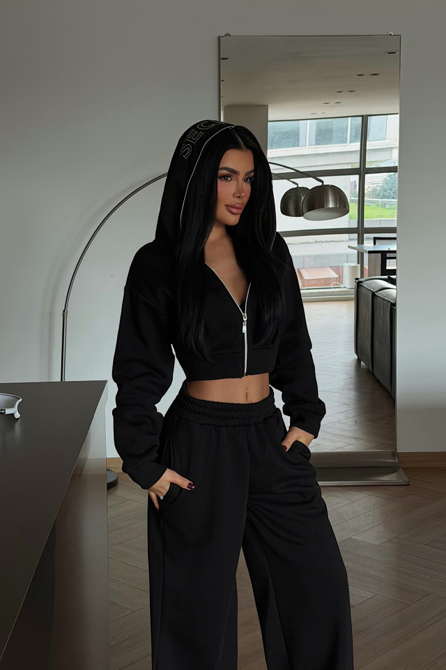 Siyah Jayla eşofman takımı ATE-4156 - 2