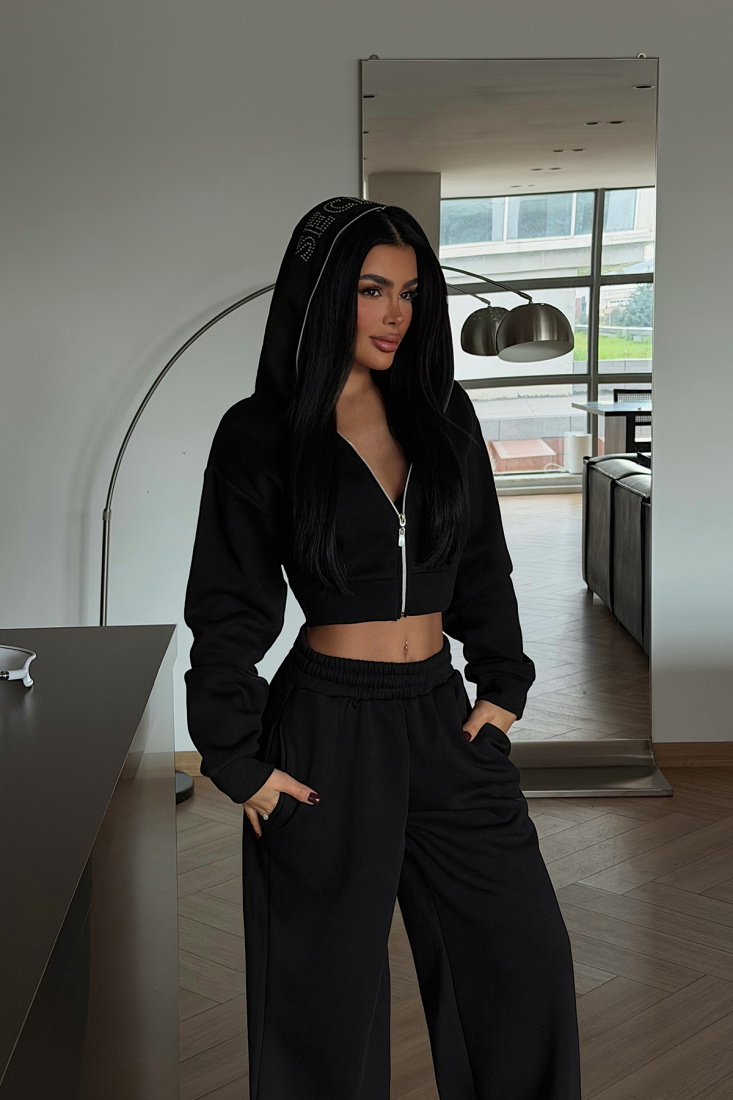 Siyah Jayla eşofman takımı ATE-4156 - EYYO