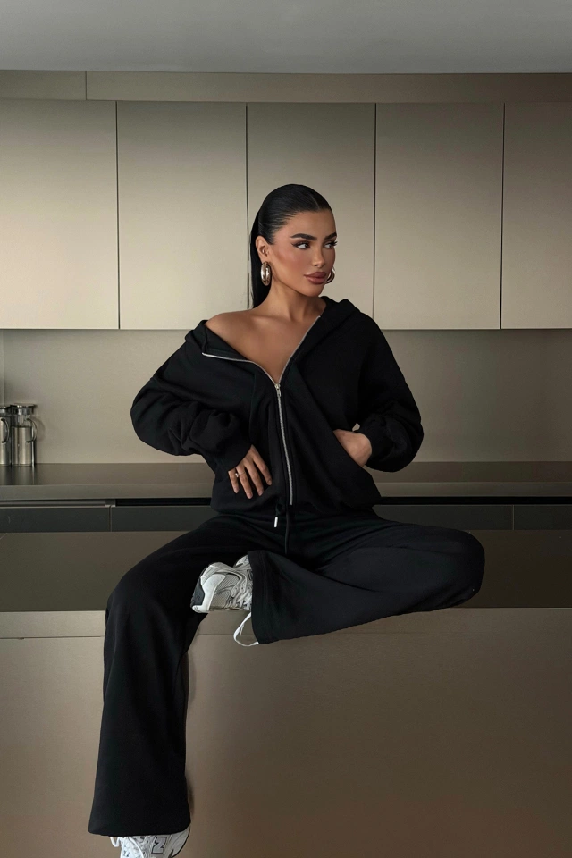 Siyah Sedona Eşofman Takımı ATE-4643 - 2