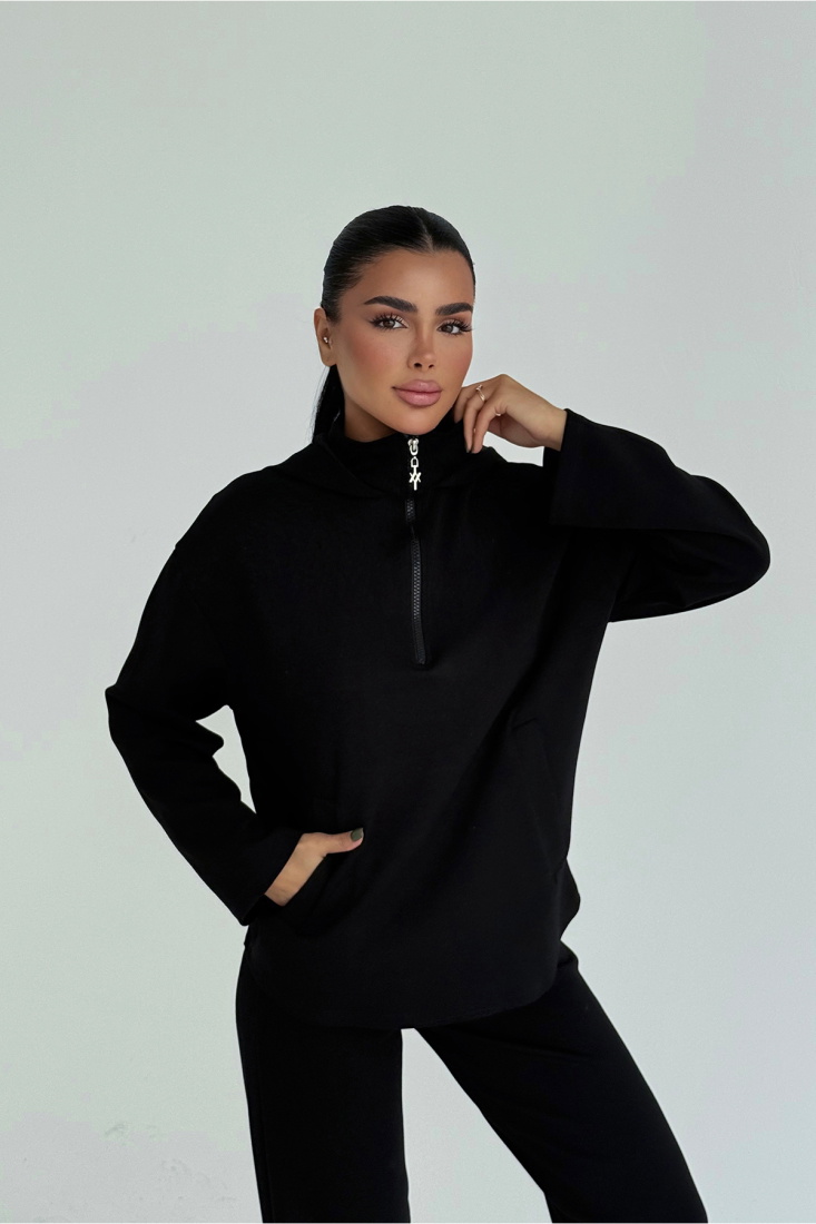 Siyah Naerys Fermuar Detaylı Eşofman Takım ATE-2435 - EYYO