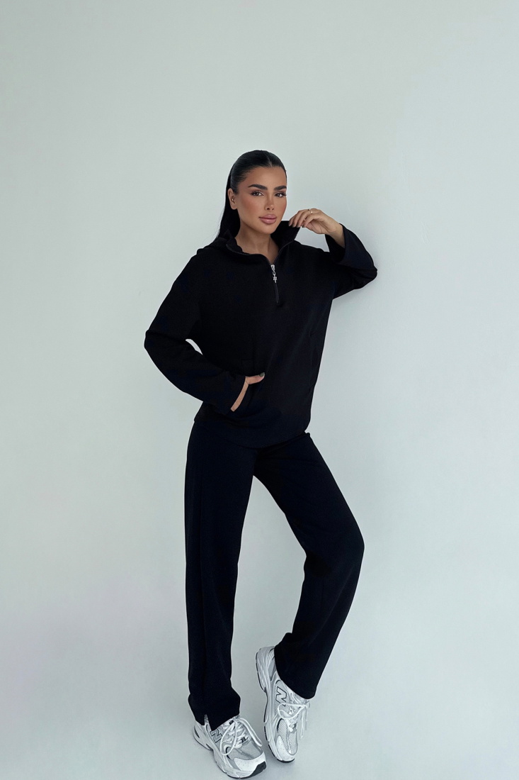 Siyah Naerys Fermuar Detaylı Eşofman Takım ATE-2435 - EYYO