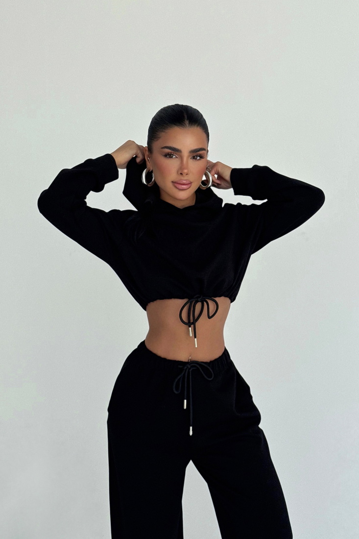 Siyah Farhi Bağlamalı Eşofman Takımı ATE-2471 - EYYO