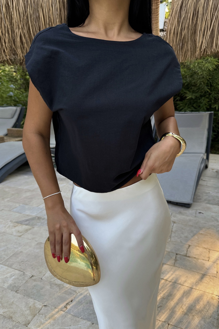 Siyah Arelya Fiyonk Detay Bluz ATE-1302 - EYYO