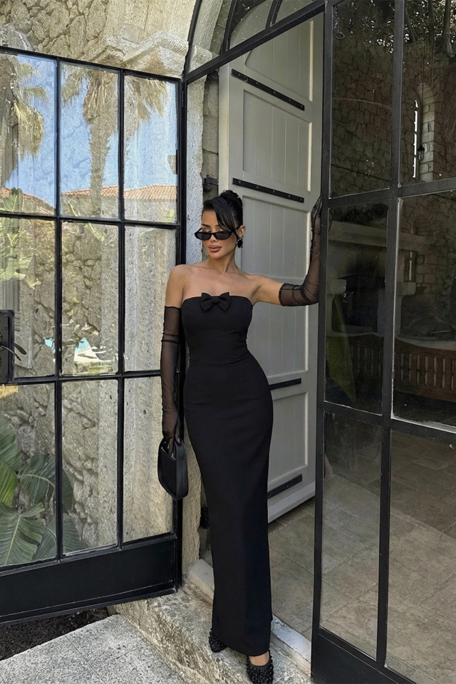 Siyah Enola Eldivenli Elbise ATE-2573 - 1