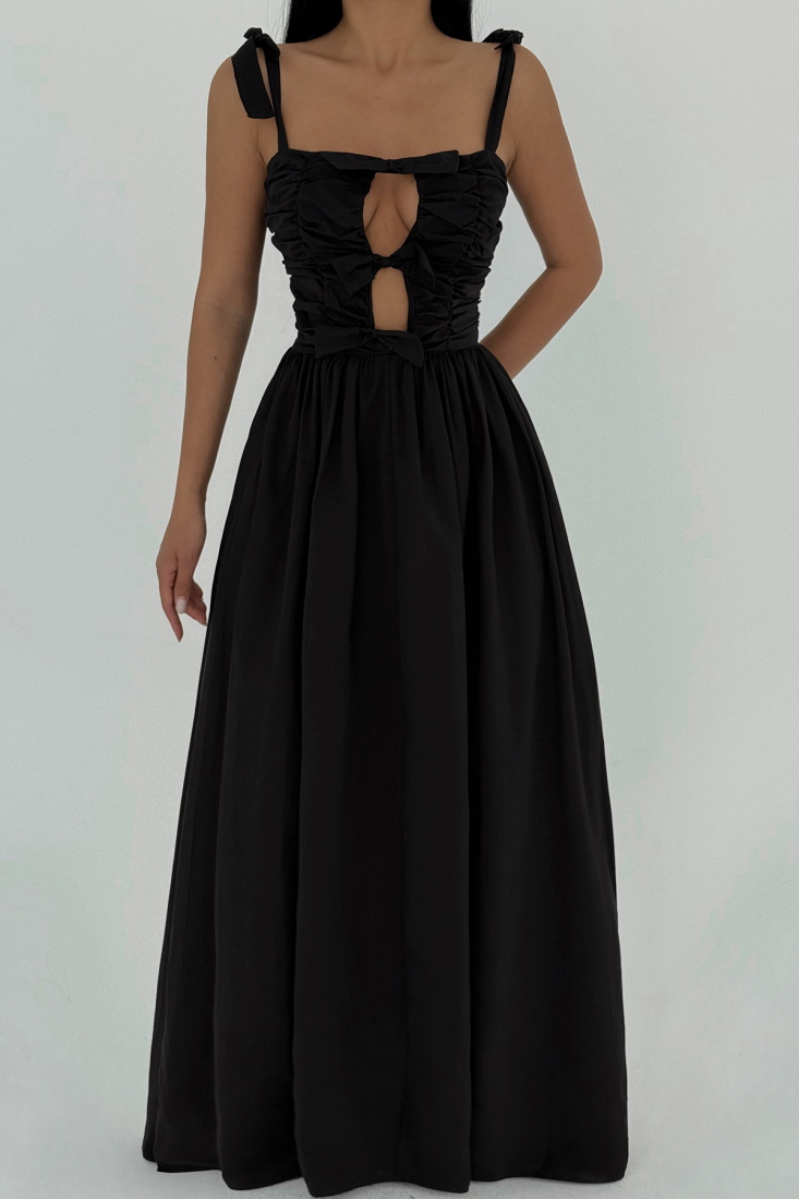 Siyah Mirabelle Uzun Elbise ATE-2443 - EYYO